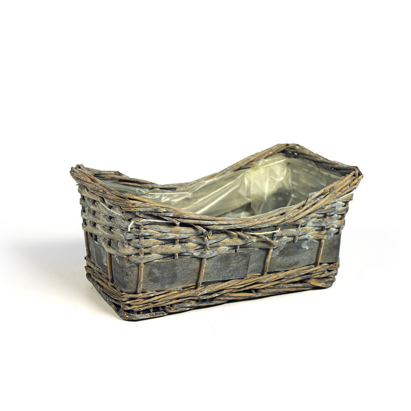 sz&ouml;gletes has&iacute;tott fa &eacute;s veszsző t&aacute;l antikolt sz&uuml;rke 22x13x9/10cm