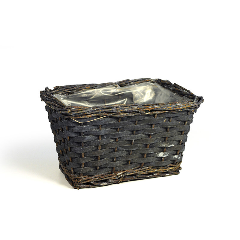 szögletes hasított vessző tál sötétszürke 22,5x15x13