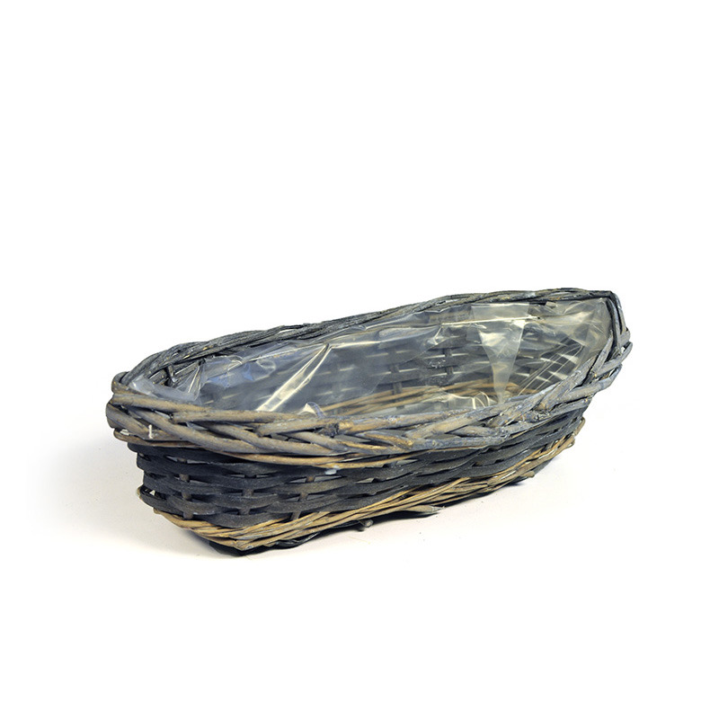 hasított fa csónak szürke 36x 16x9/11cm