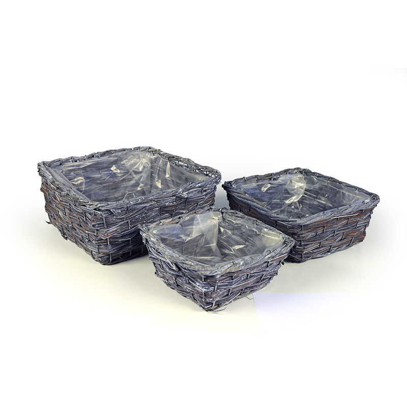 sz&ouml;gletes has&iacute;tott vessző t&aacute;l szett sz&uuml;rke 27x27x12cm