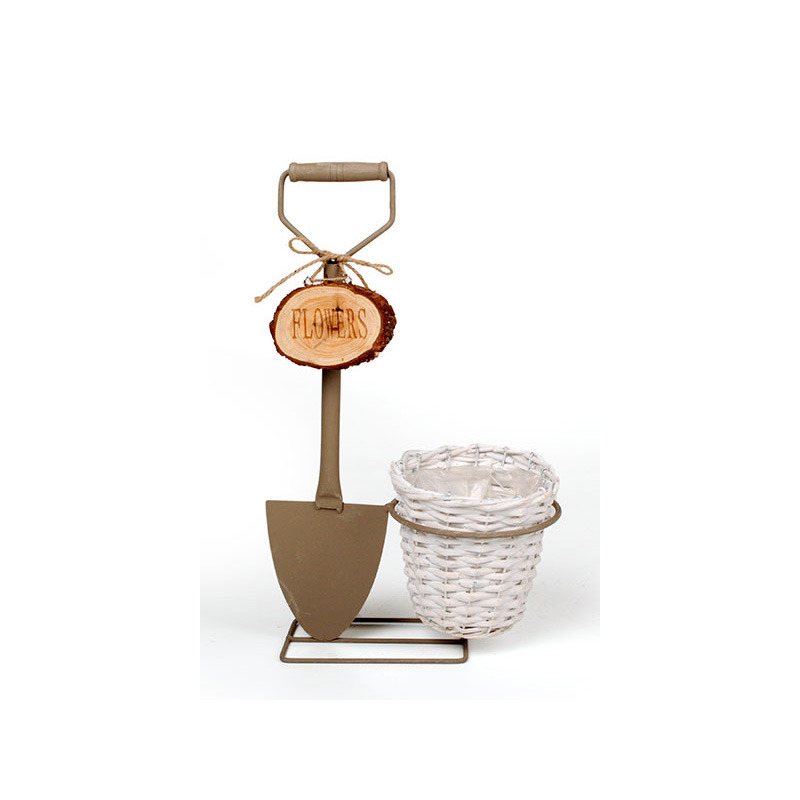 has&iacute;tott vessző feh&eacute;r kasp&oacute; sz&uuml;rke &aacute;s&oacute; &aacute;llv&aacute;nyon flowers felirattal 23x13x41cm