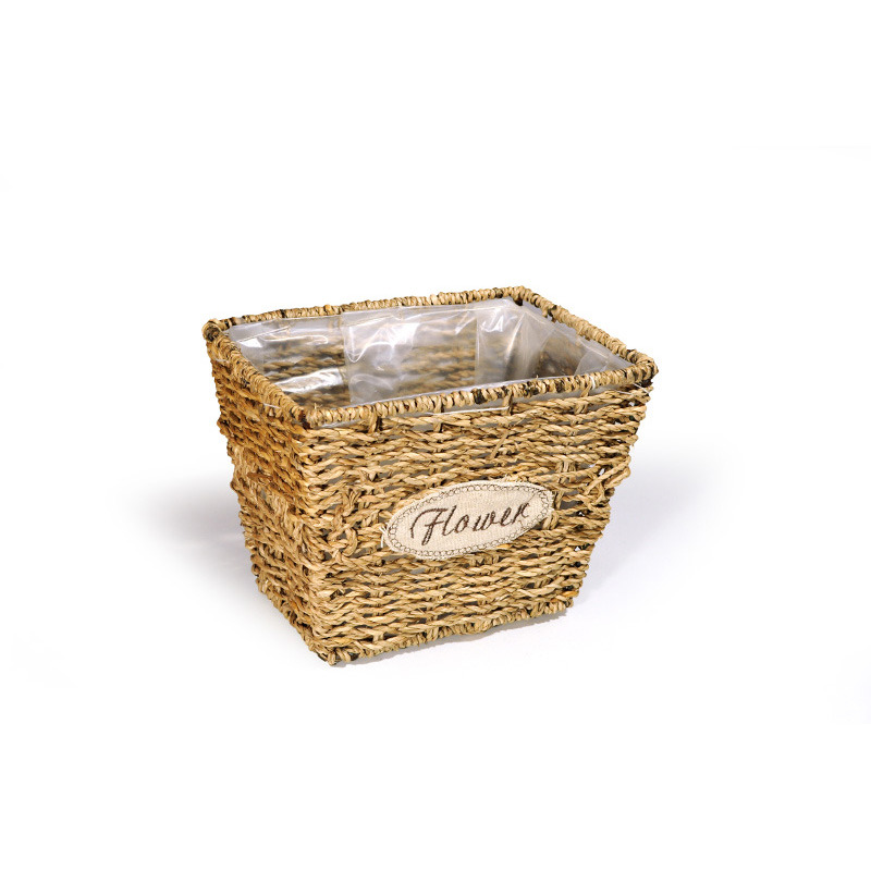 sz&ouml;gletes magas&iacute;tott k&ouml;t&eacute;l t&aacute;l flower felirattal nat&uacute;r 21x15,5x16cm