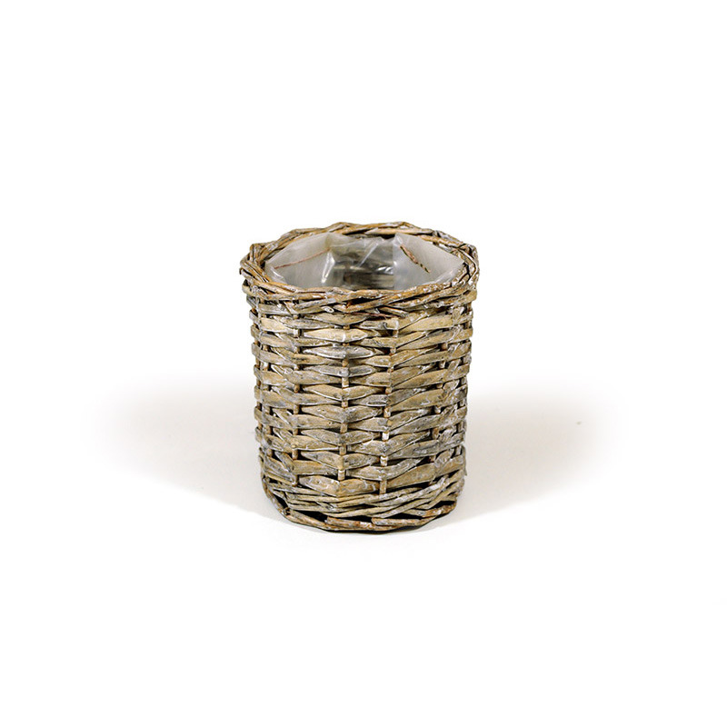 hasított vessző hengerkaspó antikolt szürke 10,5x11cm