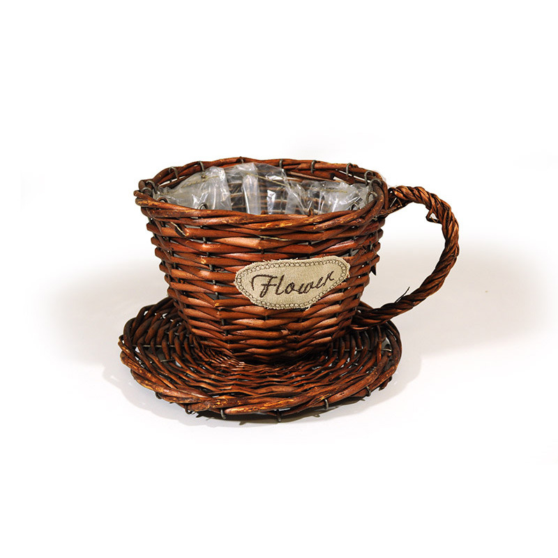 has&iacute;tott vessző cs&eacute;sze t&aacute;llal flower felirattal v&ouml;r&ouml;sesbarna 26/22x17 cm