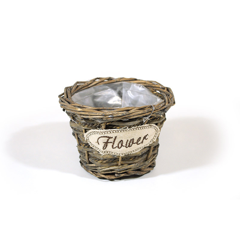 hasított vessző tál flower felirattal szürke 13,5x9cm