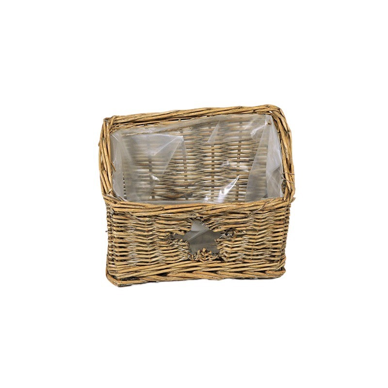 ferde oldalú szögletes vessző tál csillaggal fehér 24x9x9/15 cm