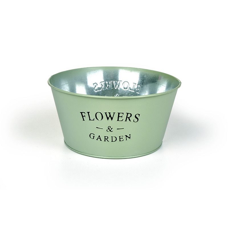 feliratos cink tál matt oliva-zöld 15x8cm