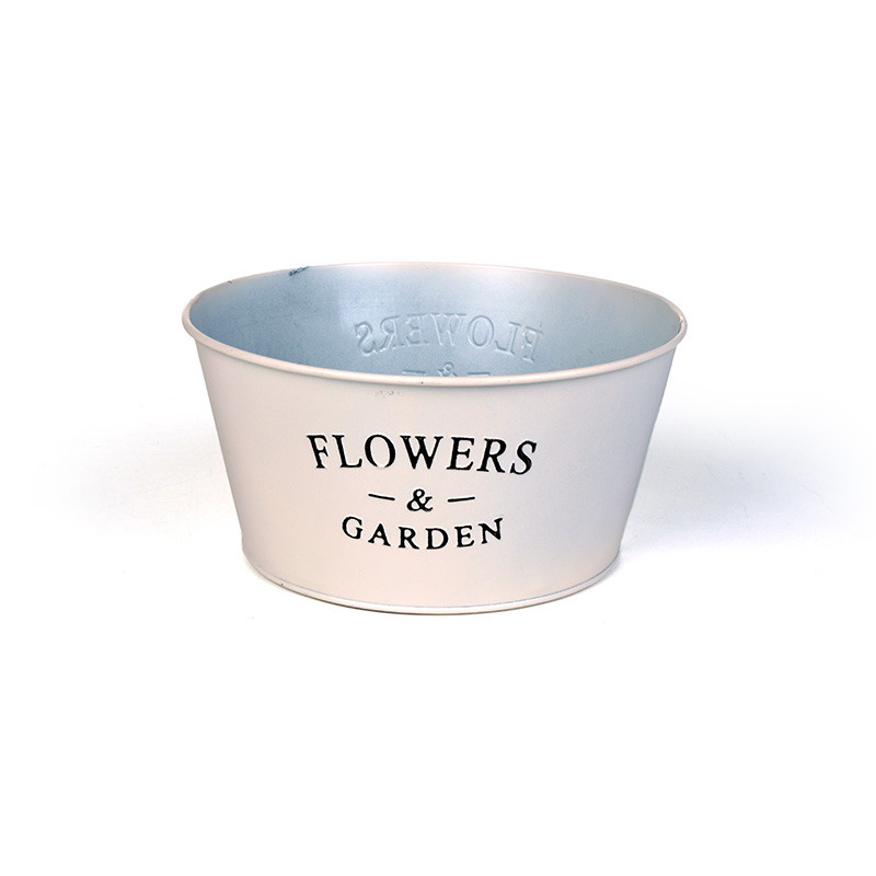 feliratos cink tál matt krém 15x8cm