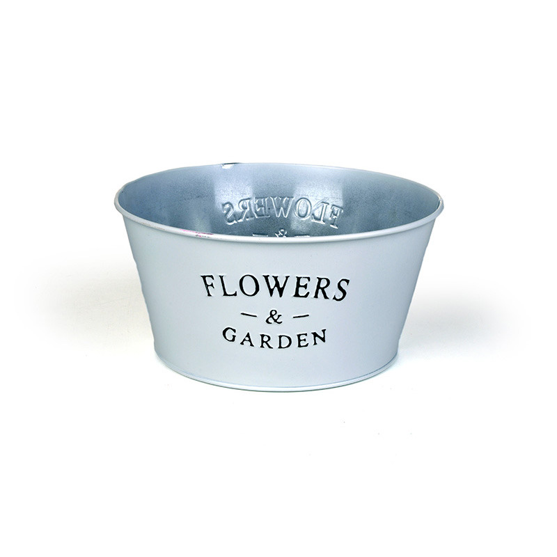 feliratos cink tál matt fehér 21x10,5cm