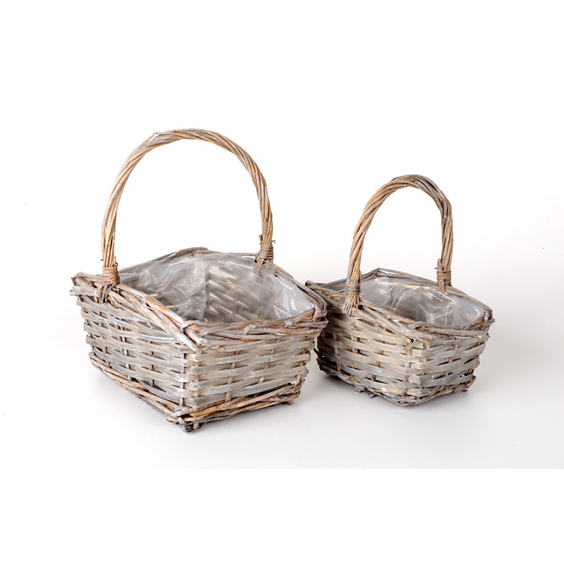 sz&ouml;gletes has&iacute;tott vessző f&uuml;les kos&aacute;r szett sz&uuml;rke 24x19x13/28cm S/2