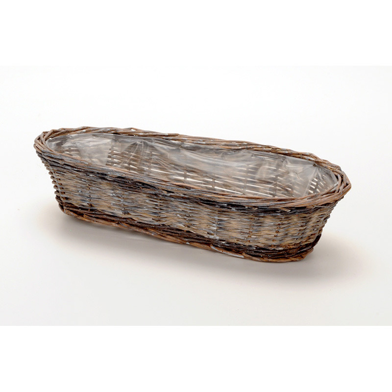 ovális vessző tál szürke 39x 15,5x9cm