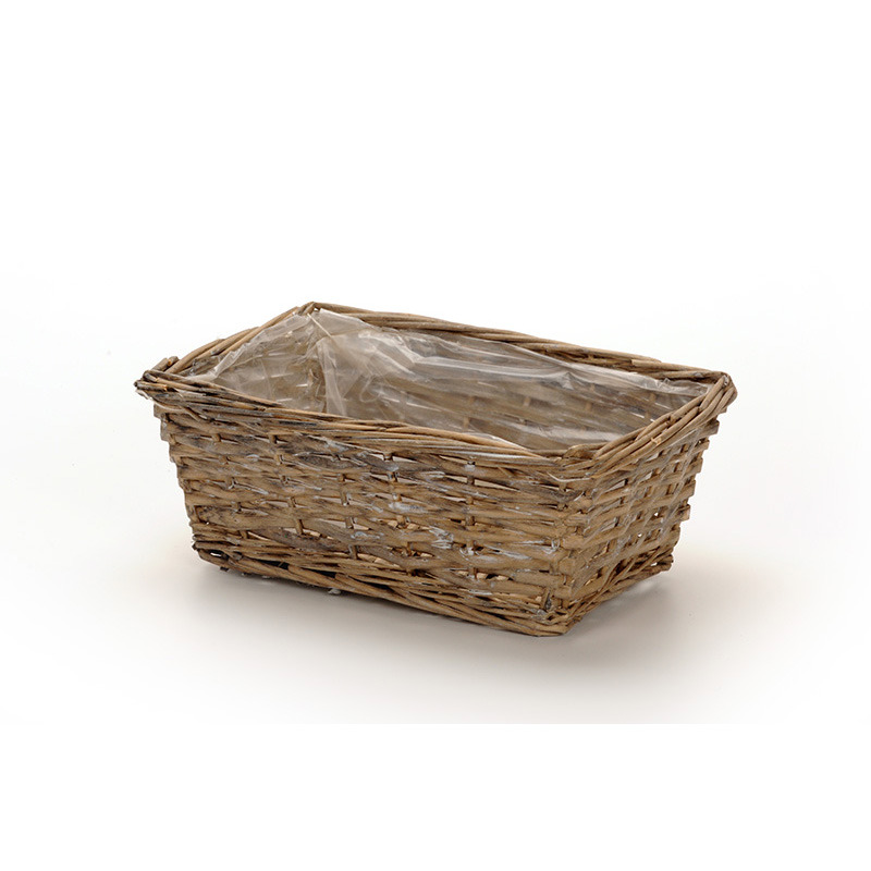 szögletes hasított vessző tál szürke 24,5x17x9cm