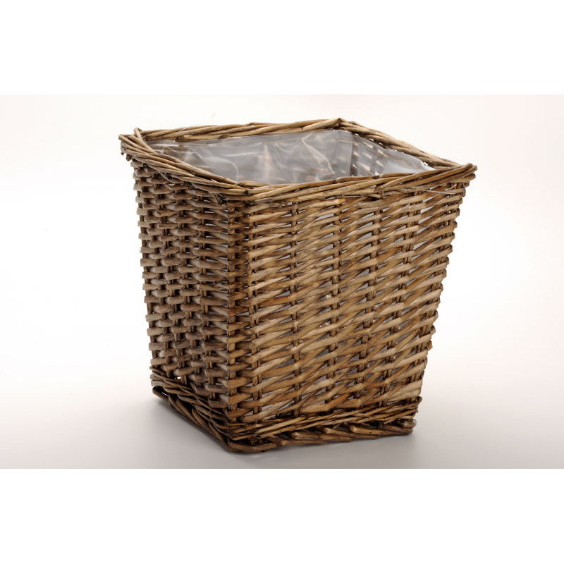 magasított szögletes hasított vessző kaspó szürke 29x29x28cm