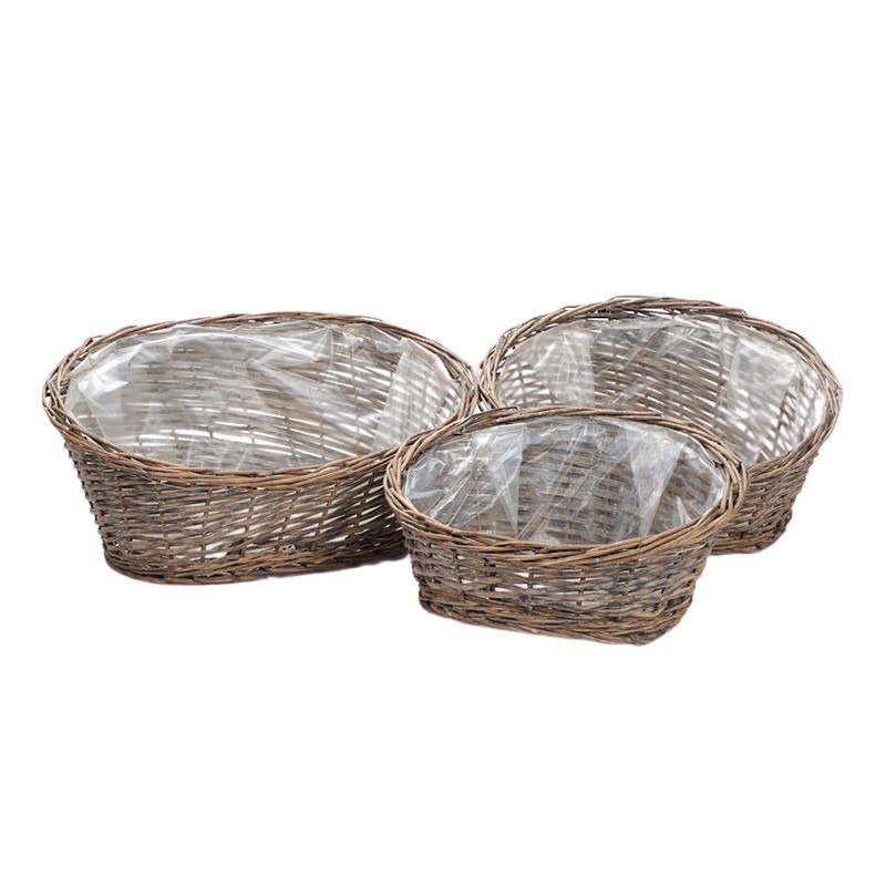 ov&aacute;lis has&iacute;tott vessző t&aacute;l szett sz&uuml;rke 48x40x13/24cm S/3