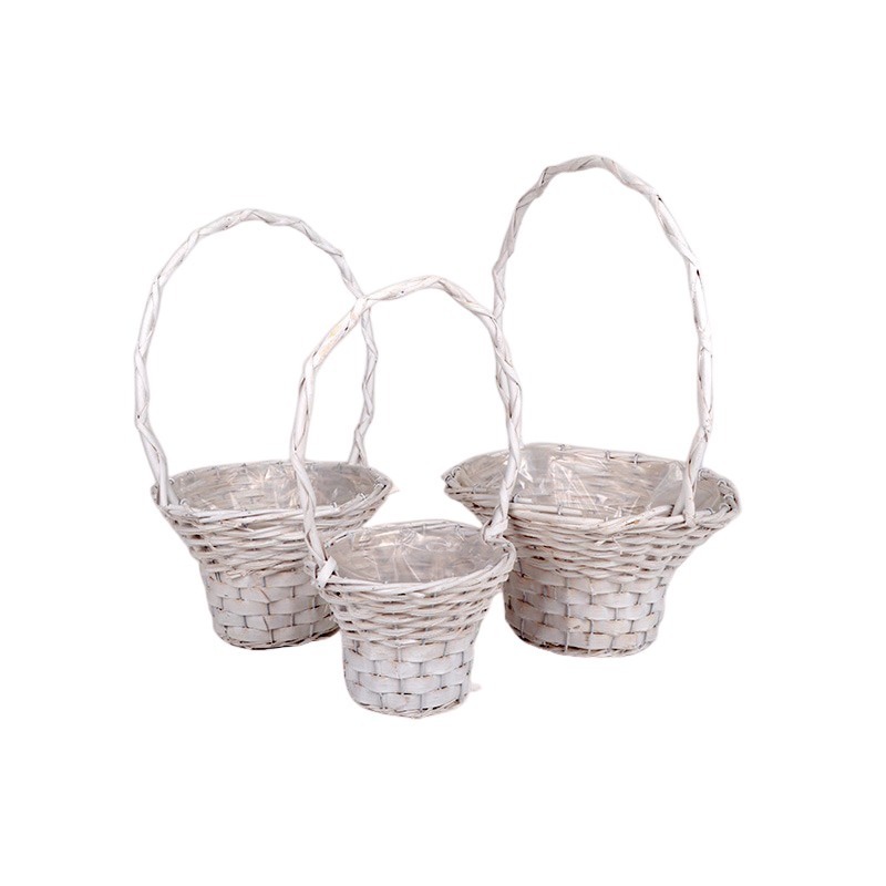 has&iacute;tott fa kos&aacute;r szett feh&eacute;r S/3 29x16/46cm