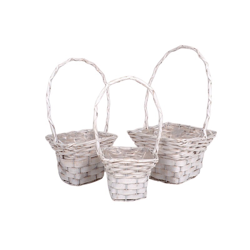 sz&ouml;gletes has&iacute;tott fa kos&aacute;r szett S/3 feh&eacute;r 24x24x16,5/45cm