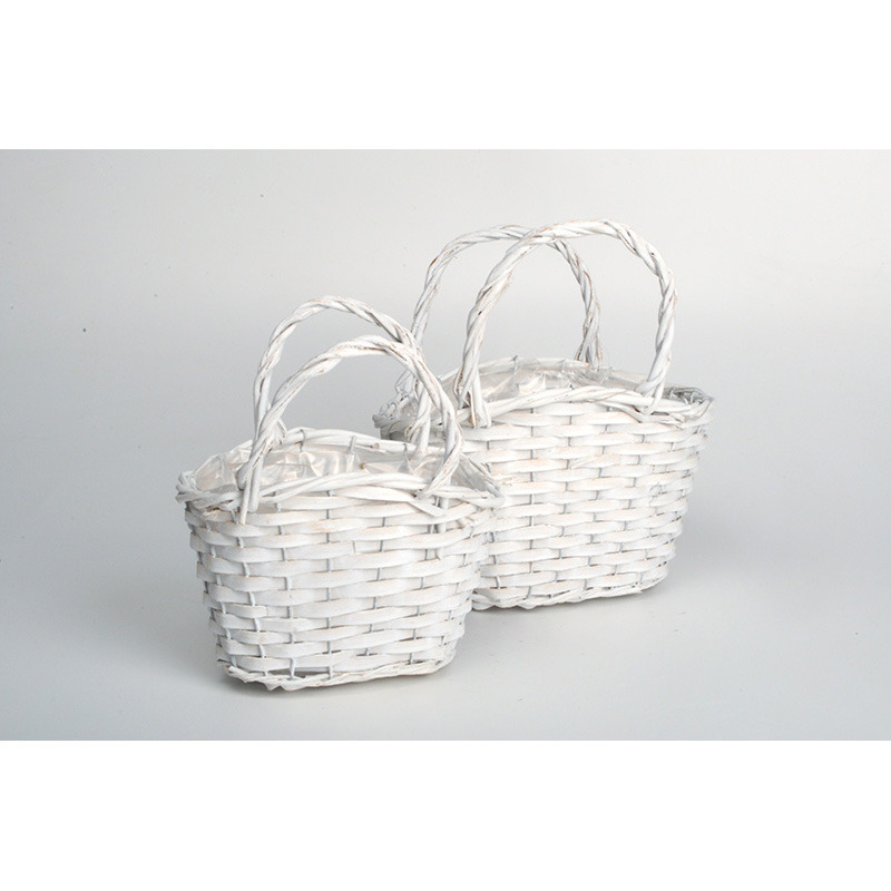 ov&aacute;lis has&iacute;tott fa ridik&uuml;l szett feh&eacute;r 27,5x21x18/30cm S/2