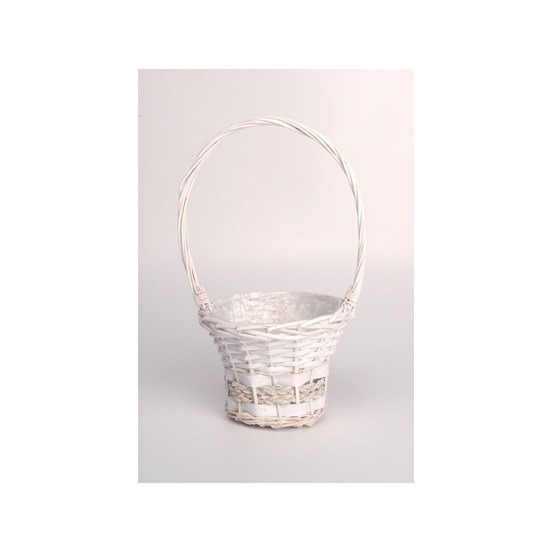 hasított fa füles kosár fehér 23x17/46cm