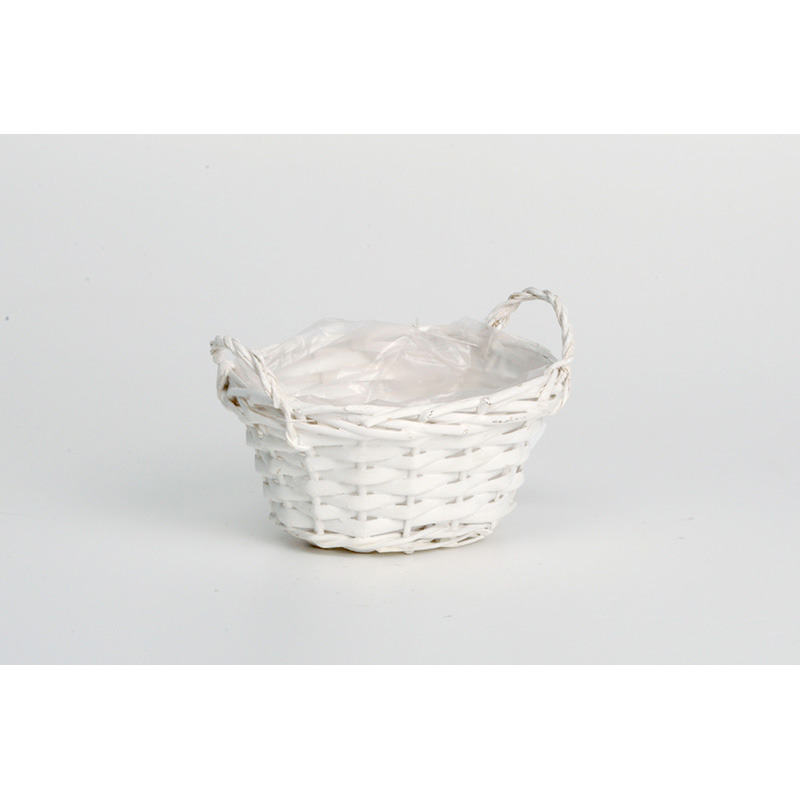 ovális hasított fa tál két füllel fehér 16x13x8/10cm