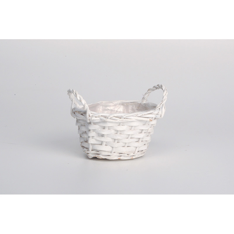 ovális hasított fa tál két füllel fehér 16x13,5x9/12,5cm