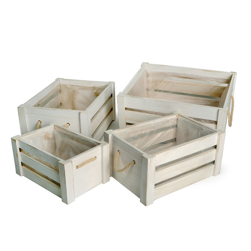 fa láda szett fehér 41x31x20cm S/4