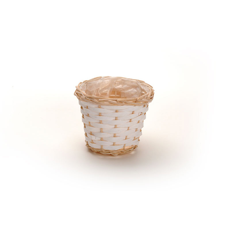 hasított fa kaspó fehér-natúr 15x11cm