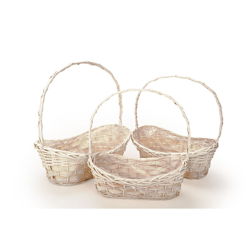 ov&aacute;lis has&iacute;tott fa &iacute;velt tetejű f&uuml;les kos&aacute;r szett feh&eacute;r 60x30x21/56 cm S/3