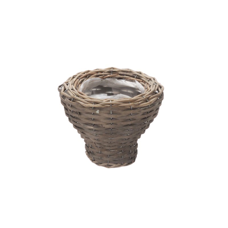 hasított fa vastagperemes orchidea váza szürke 19x16cm