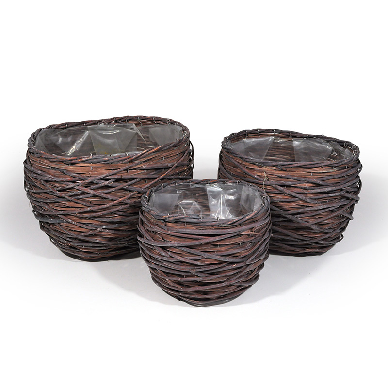 ov&aacute;lis has&iacute;tott fa &eacute;s -vessző magas&iacute;tott t&aacute;l szett antikolt barna 38x 34x28cm S/3