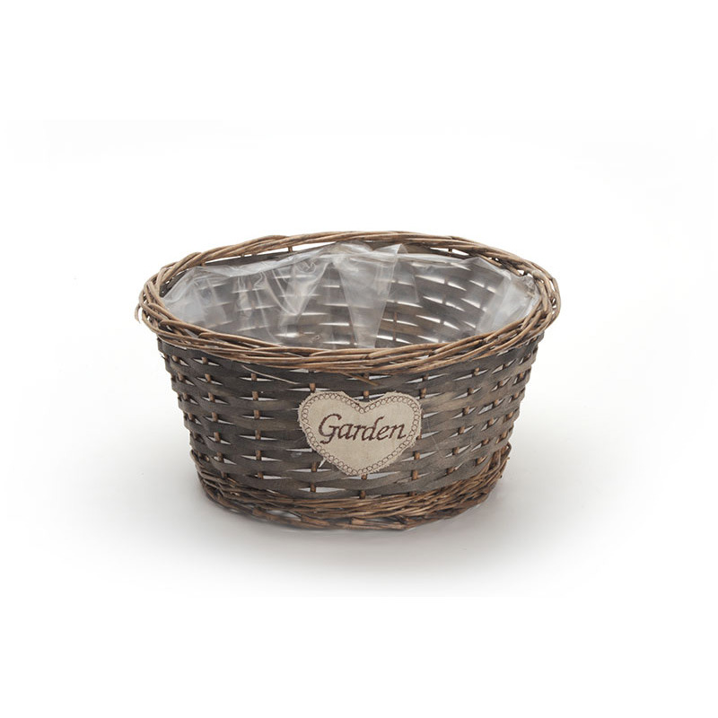 hasított fa tál flower felirattal szürke 29x15cm