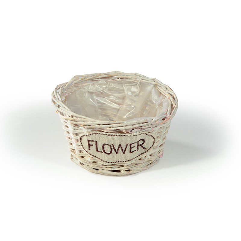 vessző t&aacute;l flower felirattal feh&eacute;r 16x8,5cm