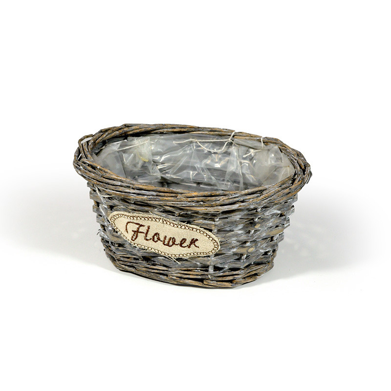 ov&aacute;lis has&iacute;tott fa t&aacute;l flower felirattal sz&uuml;rke 19x14x10cm