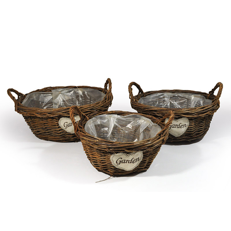 vastag nat&uacute;r vessző t&aacute;l szett felirattal barna 34x13 /19cm S/3