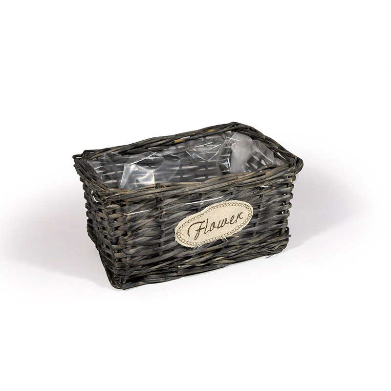 szögletes hasított fa tál flower felirattal szürke 25x16x13cm