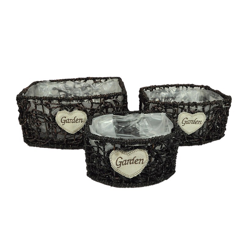 sz&ouml;gletes k&ouml;t&eacute;l t&aacute;l szett garden felirattal s&ouml;t&eacute;tbarna 31x29x16cm