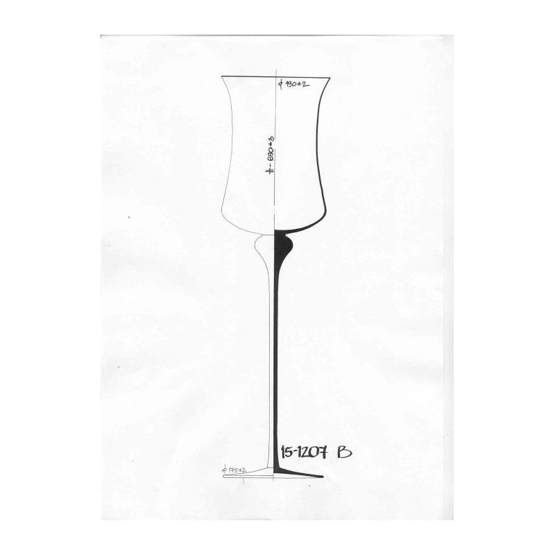 dekorációs homurú falú talpas üveg pohár 19x68cm