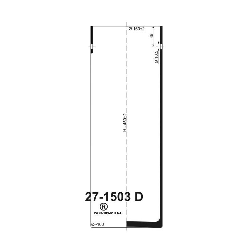 üveg henger 16x45cm