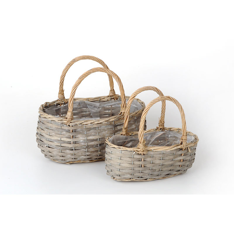 ov&aacute;lis has&iacute;tott fa ridik&uuml;l szett sz&uuml;rke 24x17,5x14/27cm S/2