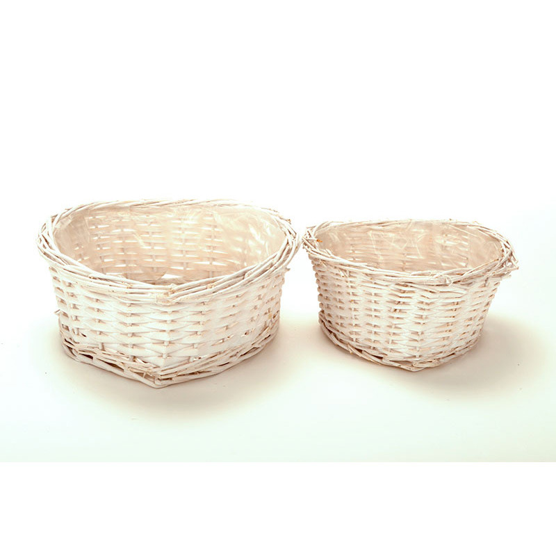 sz&iacute;v alak&uacute; has&iacute;tott vessző t&aacute;l szett feh&eacute;r 28x28x12cm S/2