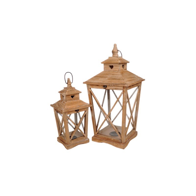 fa lámpás szett világosbarna 30x30x64cm S/2