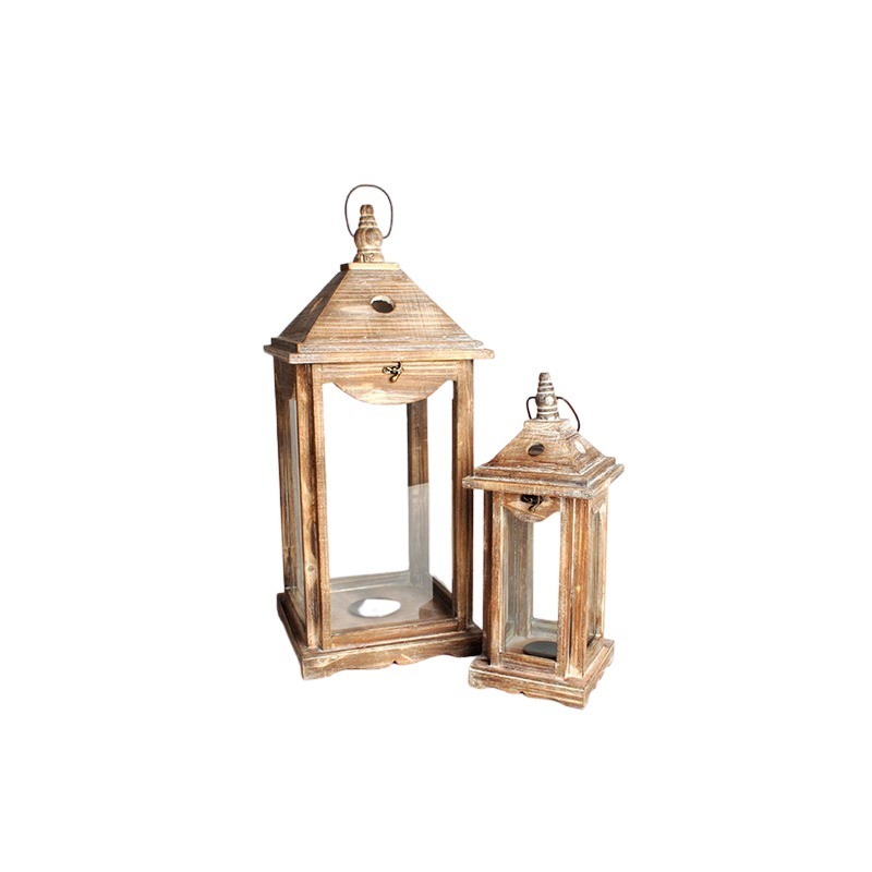 fa lámpás szett antikolt barna 26x26x61,5cm S/2