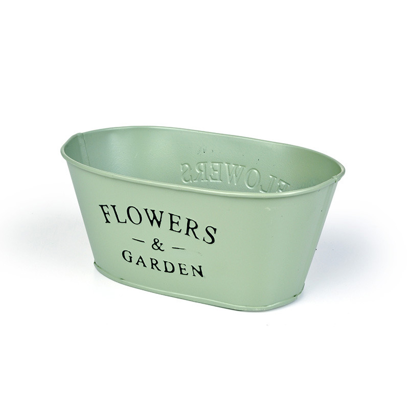 ov&aacute;lis feliratos cink t&aacute;l matt olivaz&ouml;ld 20,5x12,5x9cm