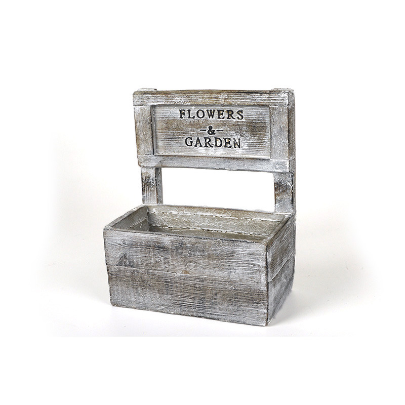 szögletes faerezetes kőtál táblával antikolt szürke 15,5x10,5x8,5/ 23,5cm