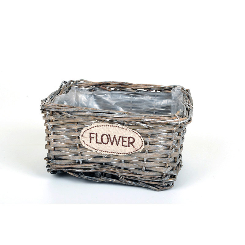 sz&ouml;gletes has&iacute;tott vessző t&aacute;l flower felirattal sz&uuml;rke 21,5x17,5x11,5c