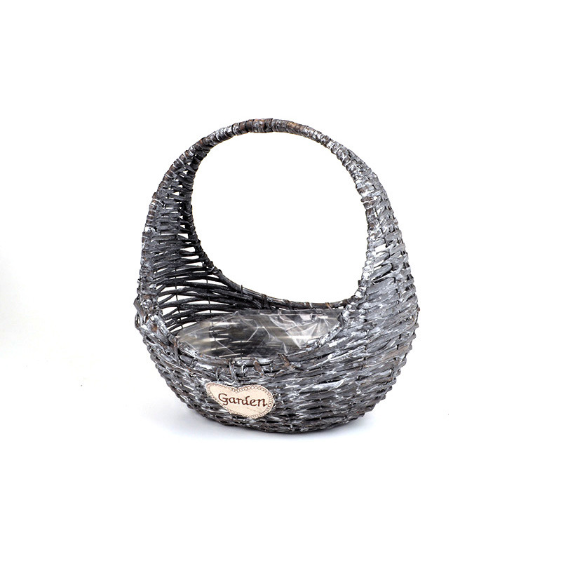 has&iacute;tott vessző d&iacute;szkos&aacute;r garden felirattal sz&uuml;rke 35x26x11/38cm