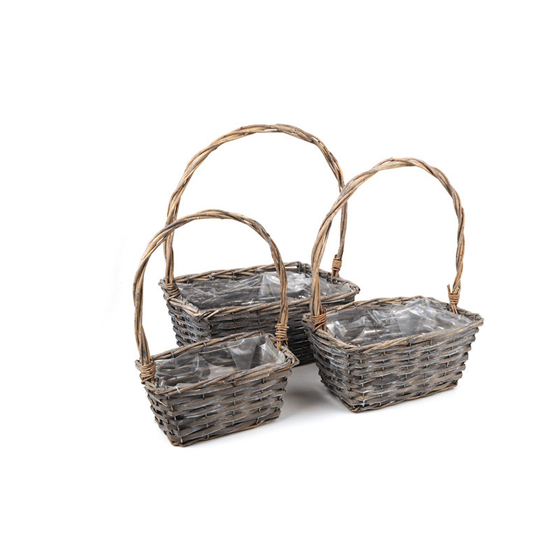 sz&ouml;gletes has&iacute;tott fa kos&aacute;r szett sz&uuml;rke 31x21x14/42cm S/3