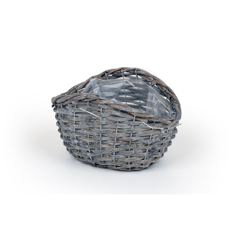 ívelt tetejű hasított vessző ovális tál szürke 21x16x9/13cm