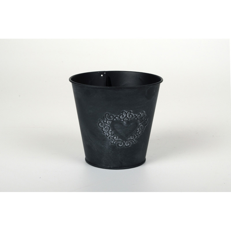 szívmintás cink kaspó szürke 10x9cm