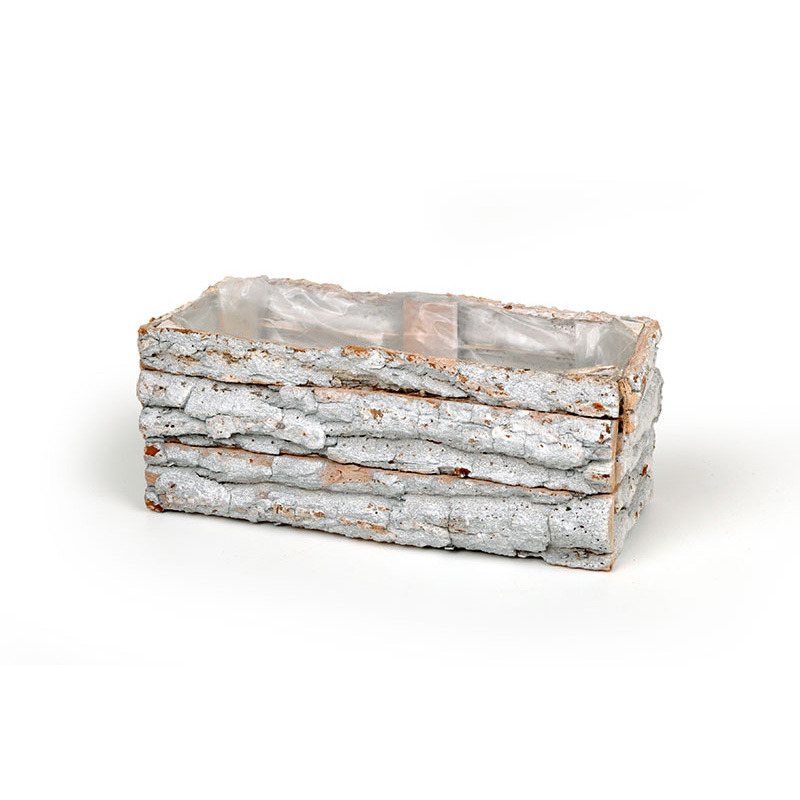 tégla alakú fakéreg tál antikolt szürke 28x12x11cm