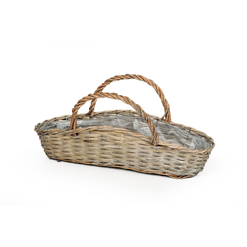 ovális hasított fa hosszított ridikül szürke 52x14x10/14/25cm